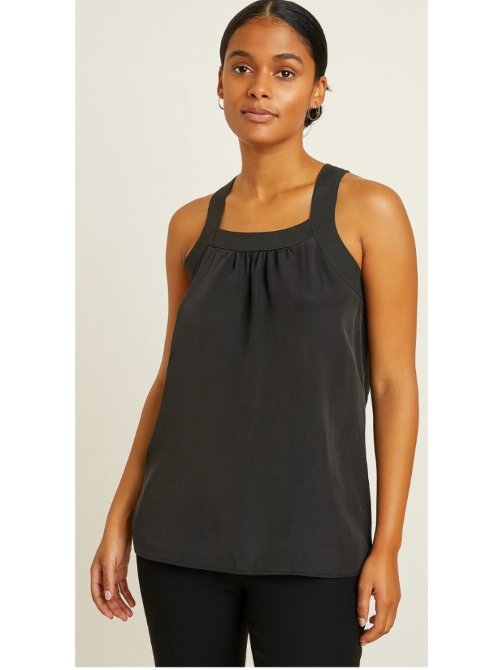 Theory Racerback Silk Tank Top Gray Lined Womens 4